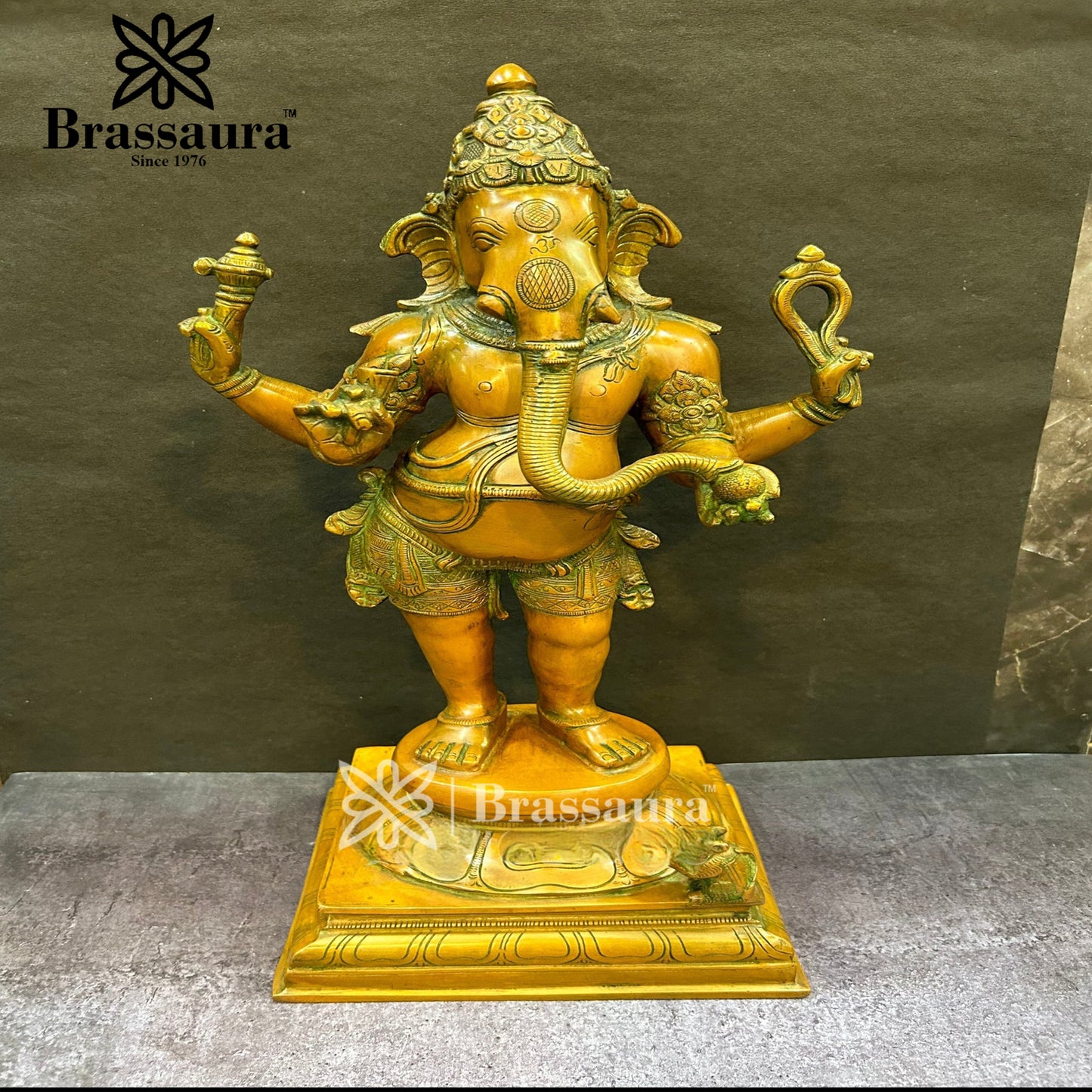Brass Standing Ganesha Statue For Home Decor And Gift Items Weight 11 Kg And Height 20 Inches