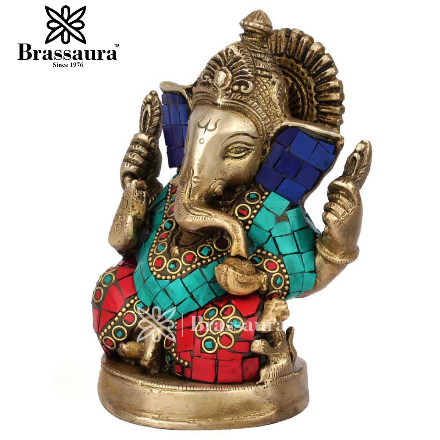 Brass Ganesha Statue For Home Decor And Gift Item Weight 1.3 Kg And Height 5.5 Inch