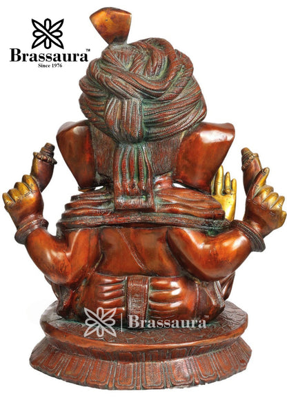 Brass Ganesha Statue For Home Decor And Gift Item Weight 25 Kg And Height 20 Inch