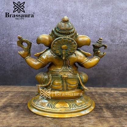 Brass Ganesha Statue For Home Decor And Gift Items Weight 4.3 Kg And Height 9.5 Inches