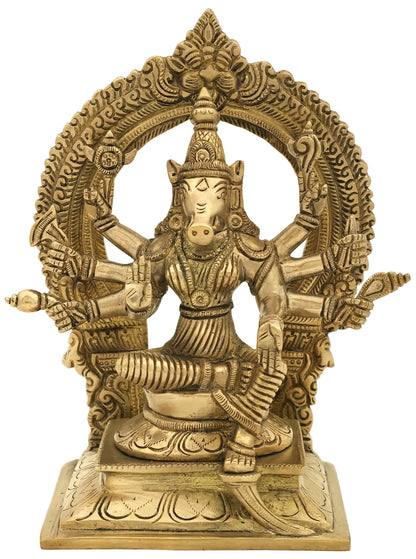 Brassaura® Brass Varaha Statue | Height 8.07 Inches & Weight 2.39 kg