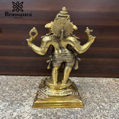 Brassaura™ Brass Standing Ganesha Statue for Home and Decor | Weight 11 Kgs | Height 18 Inches