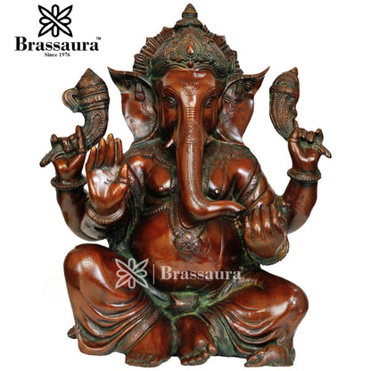 Brass Ganesha Statue For Home Decor And Gift Item Weight 20 Kg And Height 18.5 Inch