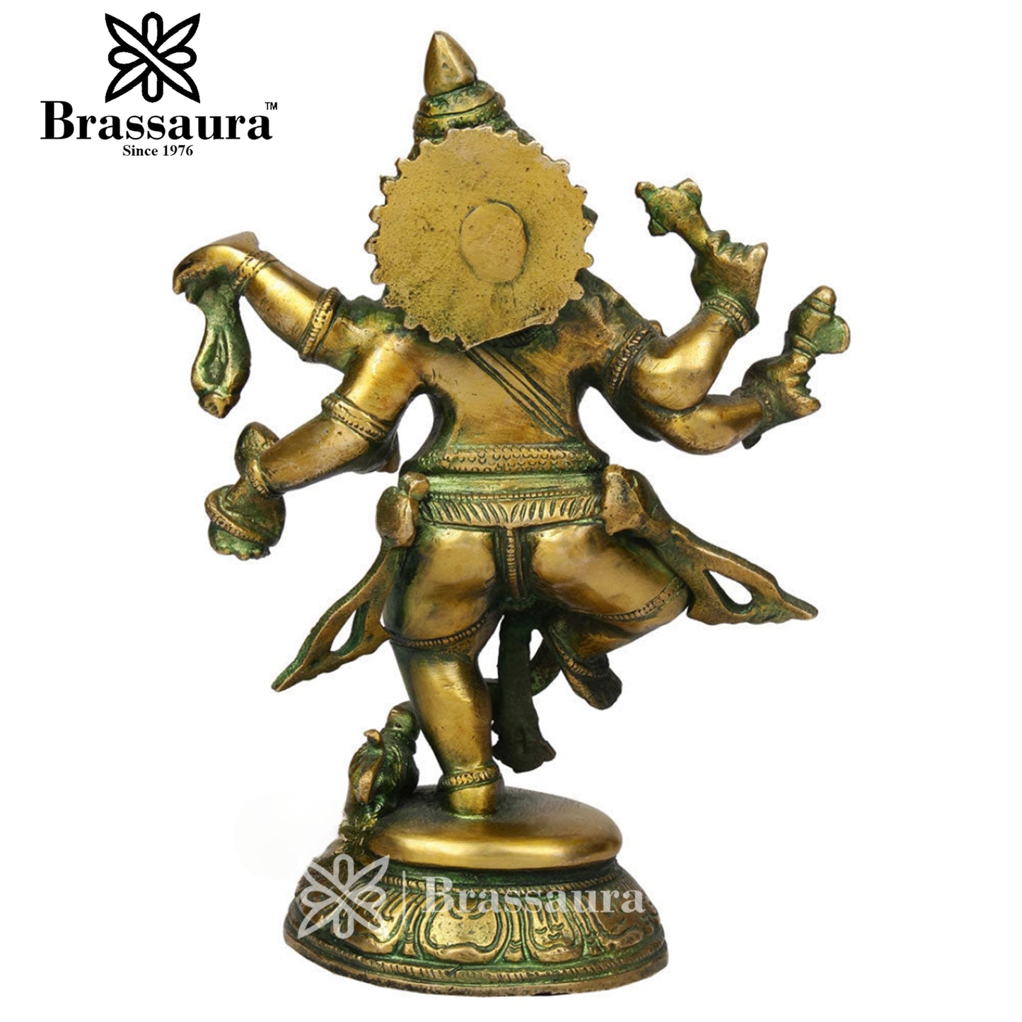 Brassaura™ Brass Dancing Ganesha Idol for Home and Decor | Weight 2.8 Kgs | Height 9 Inches
