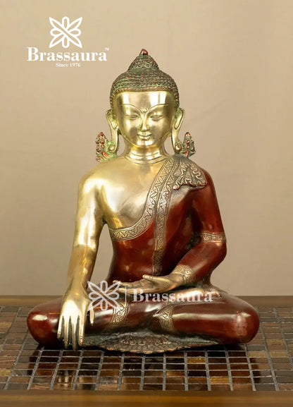 Brass Buddha For Home And Décor Weight 6 kg Height 12.5 Inch