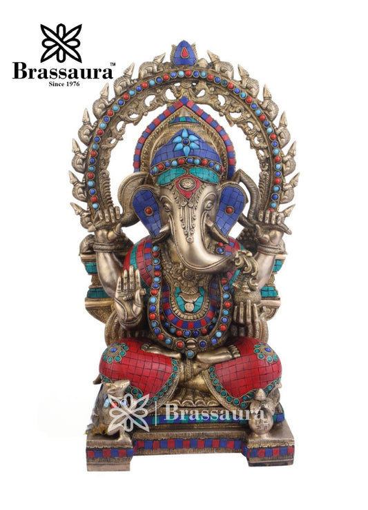 Brass Ganesha Statue For Home Decor And Gift Item Weight 20 Kg And Height 22 Inch