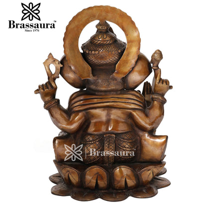 Brass Ganesha Statue For Home Decor And Gift Item Weight 23 Kg And Height 19 Inch