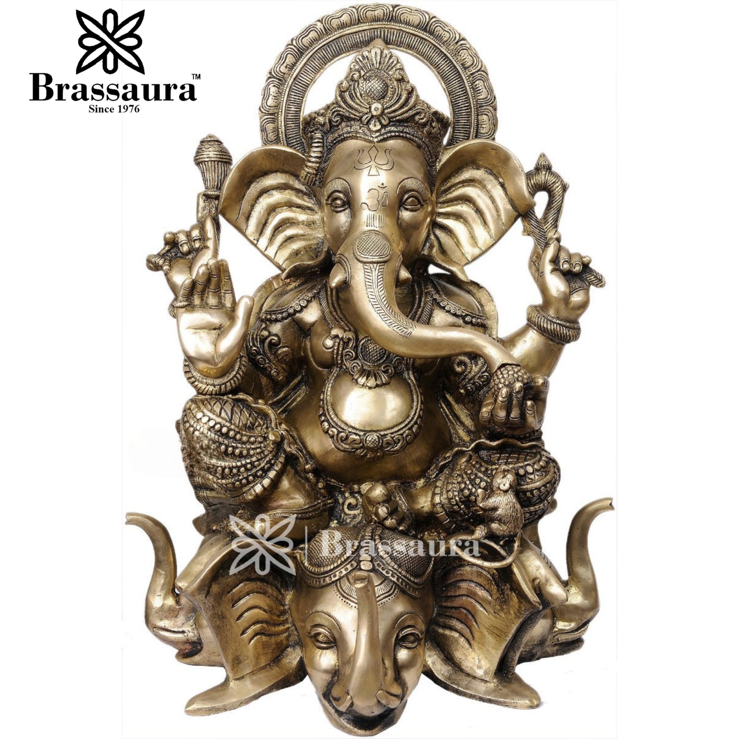 Brass Ganesha Statue For Home Decor And Gift Item Weight 24 Kg And Height 20.5 Inch