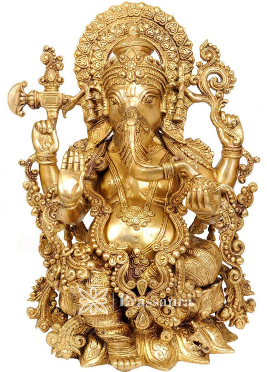 Brass Ganesha Statue For Home Decor And Gift Item Weight 13 Kg And Height 6.5 Inch