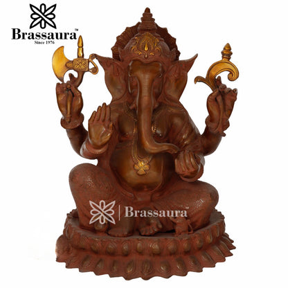 Brass Ganesha Statue For Home Decor And Gift Item Weight 31 Kg And Height 22 Inch
