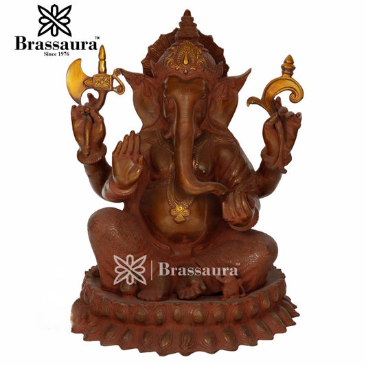 Brass Ganesha Statue For Home Decor And Gift Item Weight 31 Kg And Height 22 Inch