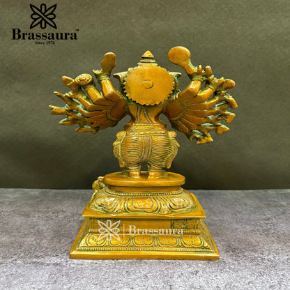 Brass Ganesha Statue For Home Decor And Gift Items Weight 2.7 Kg And Height 9 Inches