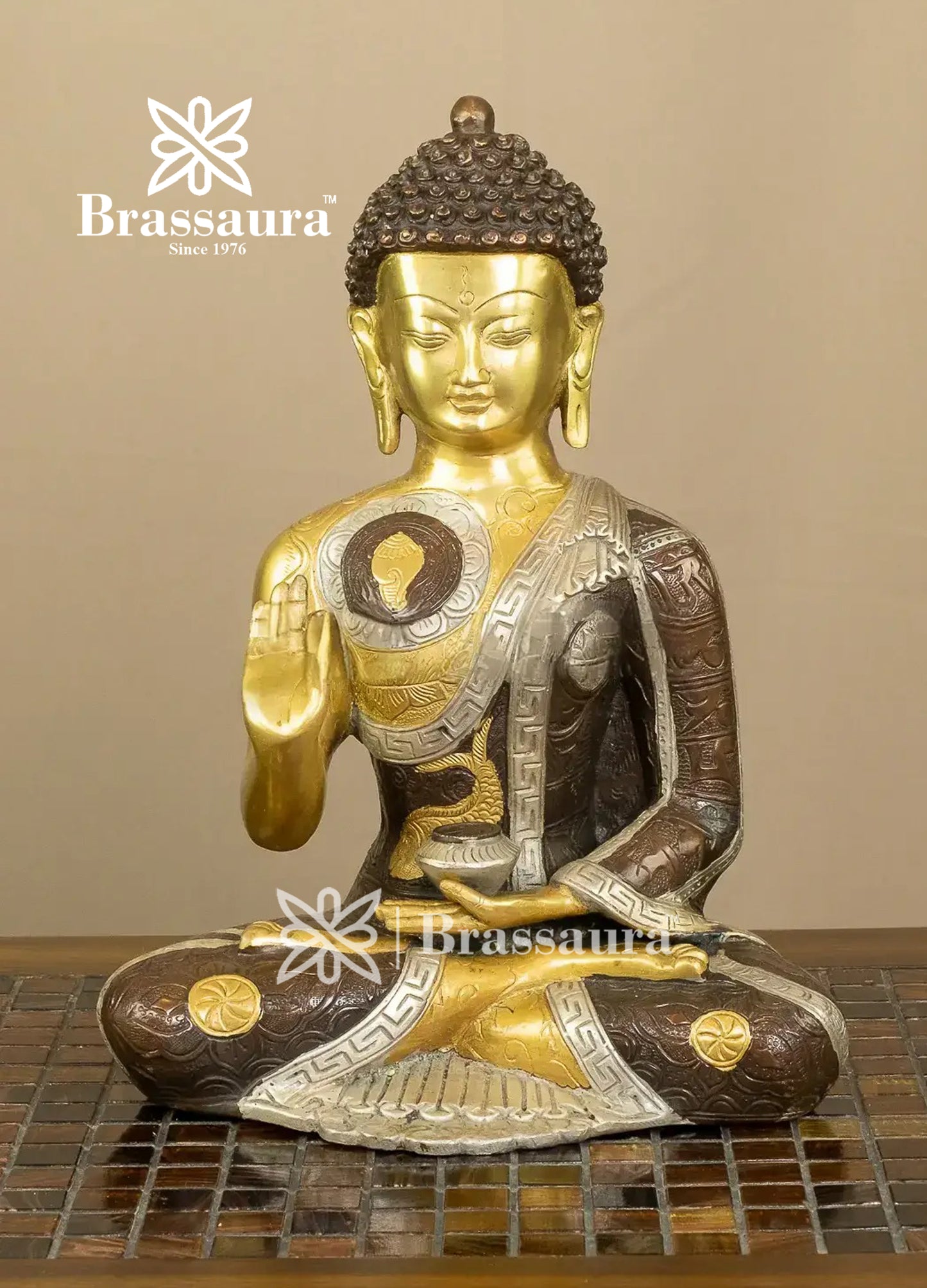 Brass Buddha For Home And Décor Weight 5 kg Height 12 Inch