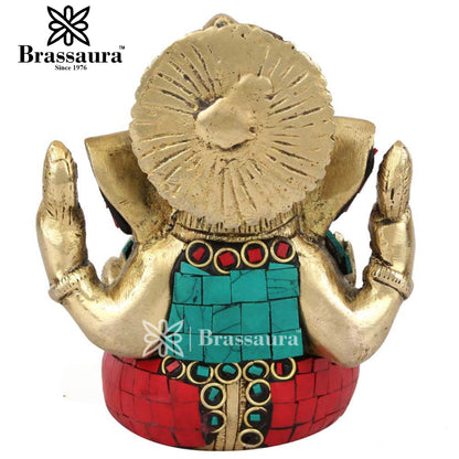 Brass Ganesha Statue For Home Decor And Gift Item Weight .8 Kg And Height 5 Inch