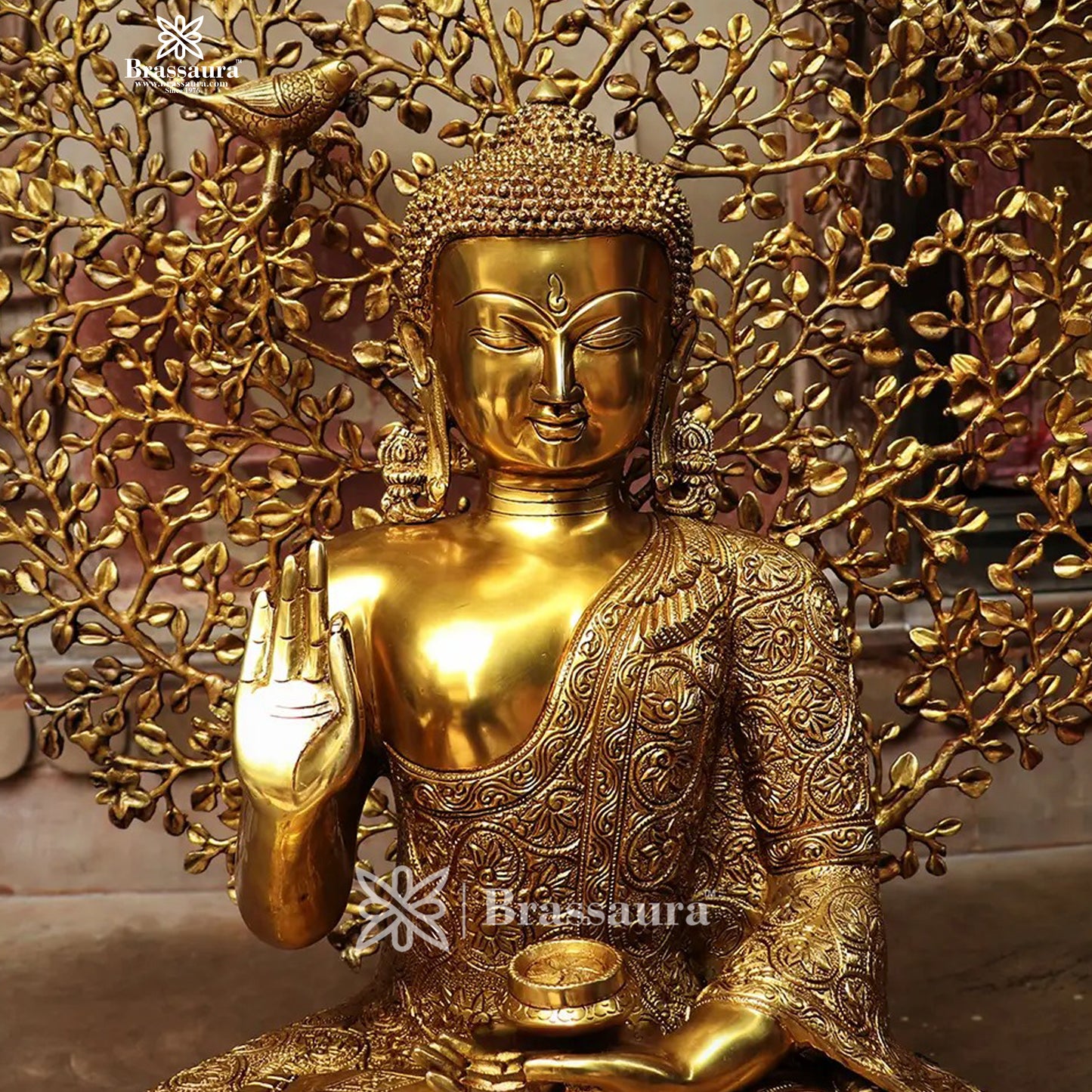 Brass Big Buddha statue for home and decor and gift Item weight 27.3 kg Height 30 inch