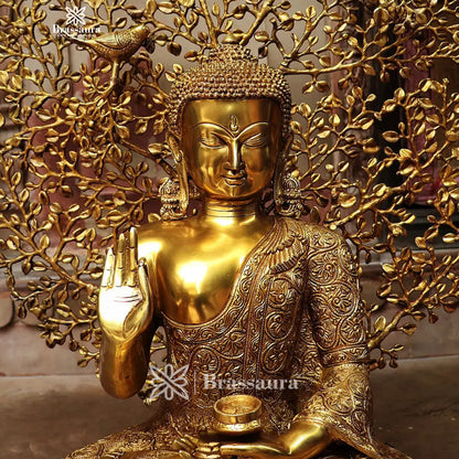 Brass Big Buddha statue for home and decor and gift Item weight 27.3 kg Height 30 inch