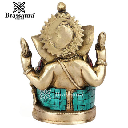 Brass Ganesha Statue For Home Decor And Gift Item Weight 1.3 Kg And Height 5.5 Inch