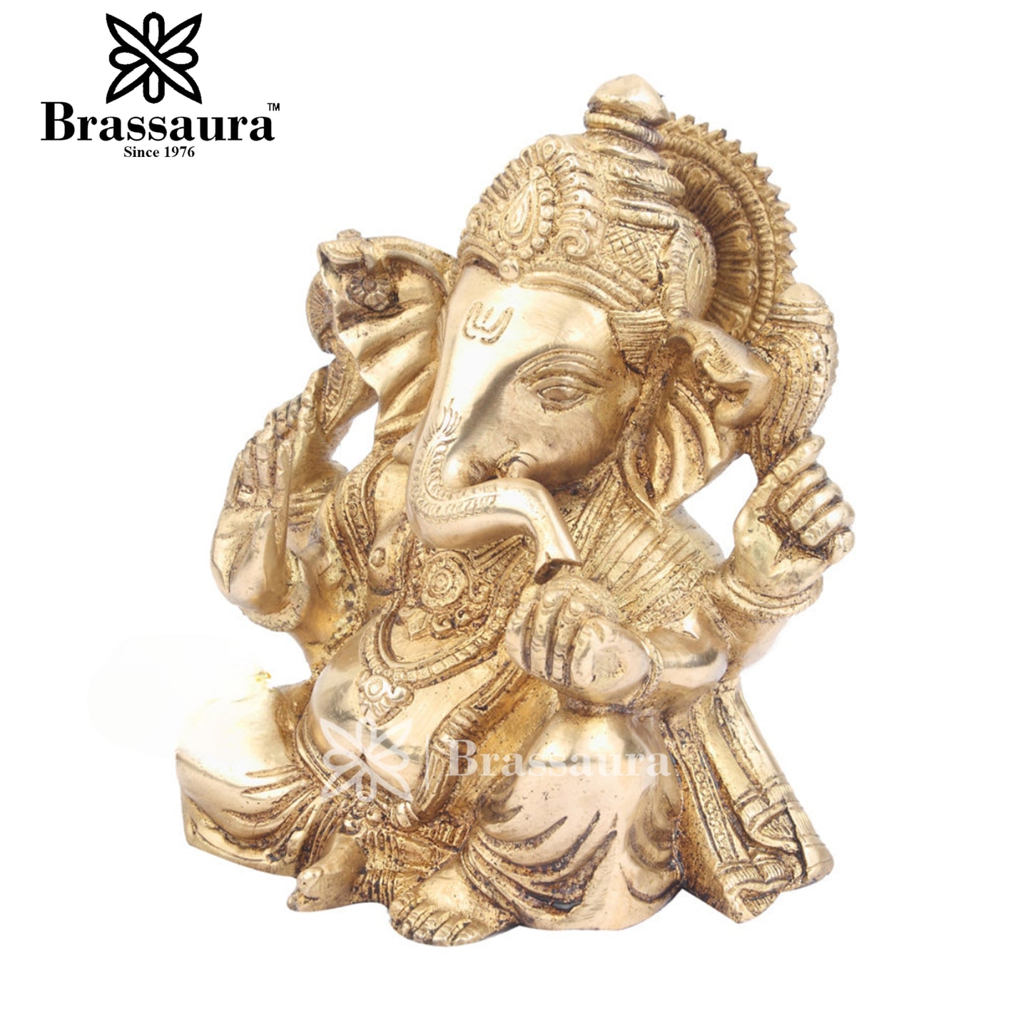 Brass Ganesha Statue For Home Decor And Gift Item Weight 2.8 Kg And Height 8 Inch