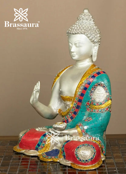 Brass Buddha For Home And Décor Weight 7.2 kg Height 13.75 Inch