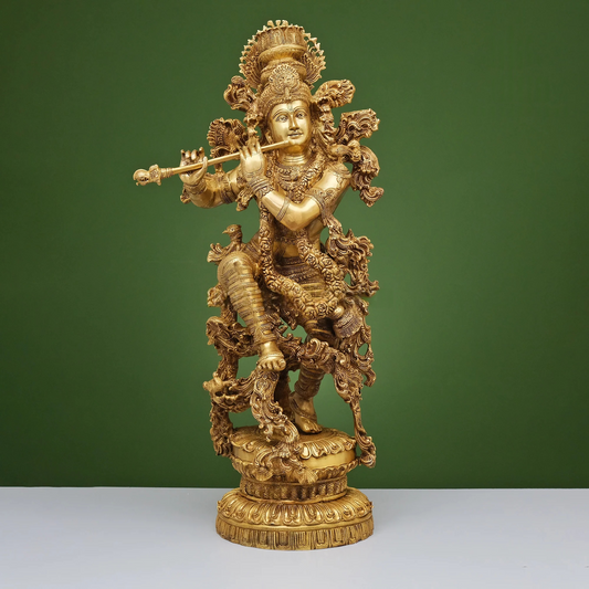 Brassaura® Brass Krishna Idol for Home Temple | Height 43 Inches