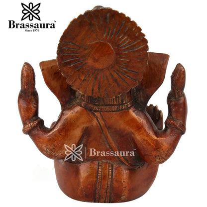 Brass Ganesha Statue For Home Decor And Gift Item Weight .8 Kg And Height 5 Inch