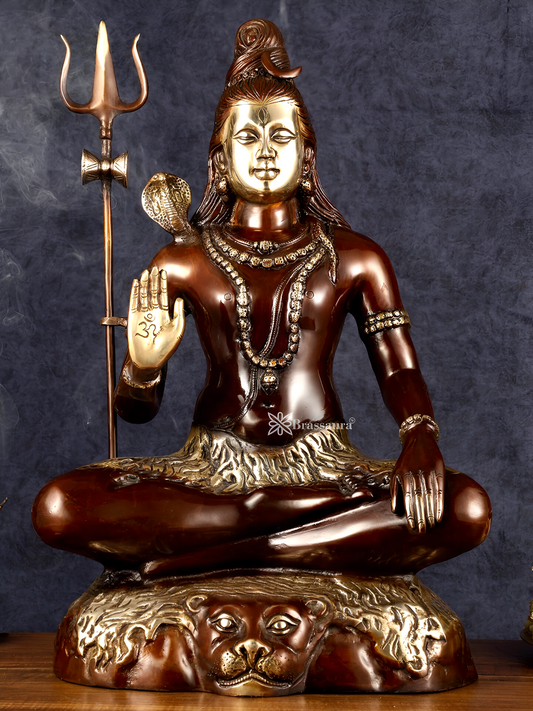 Brassaura™ Brass Shiva Idol – Height 24 Inches & Weight 16 Kgs | Spiritual Home Décor