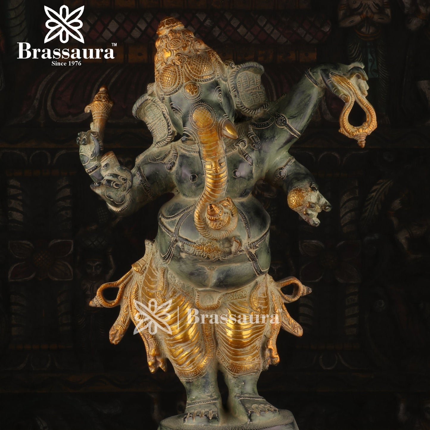 Brass Ganesha Statue For Home Decor And Gift Items Weight 15.7 Kg And Height 24 Inches