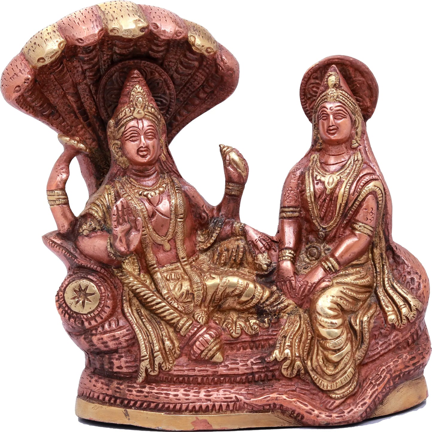 Brassaura® Brass Vishnu Lakshmi Statue | Height 8.66 Inches & Weight 3.30 kg