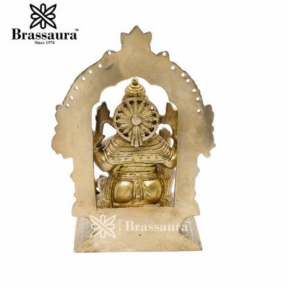 Brassaura™ Brass Ganesha Idol for Home and Decor | Weight 1.5 Kgs | Height 7 Inches