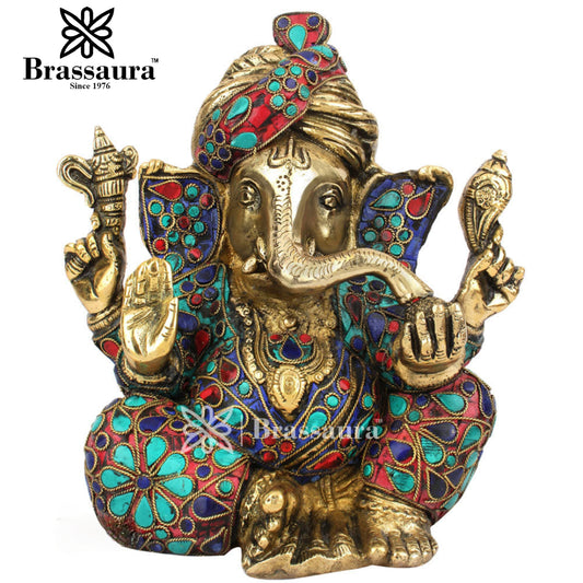 Brass Ganesha Statue For Home Decor And Gift Item Weight 4.2 Kg And Height 7 Inch