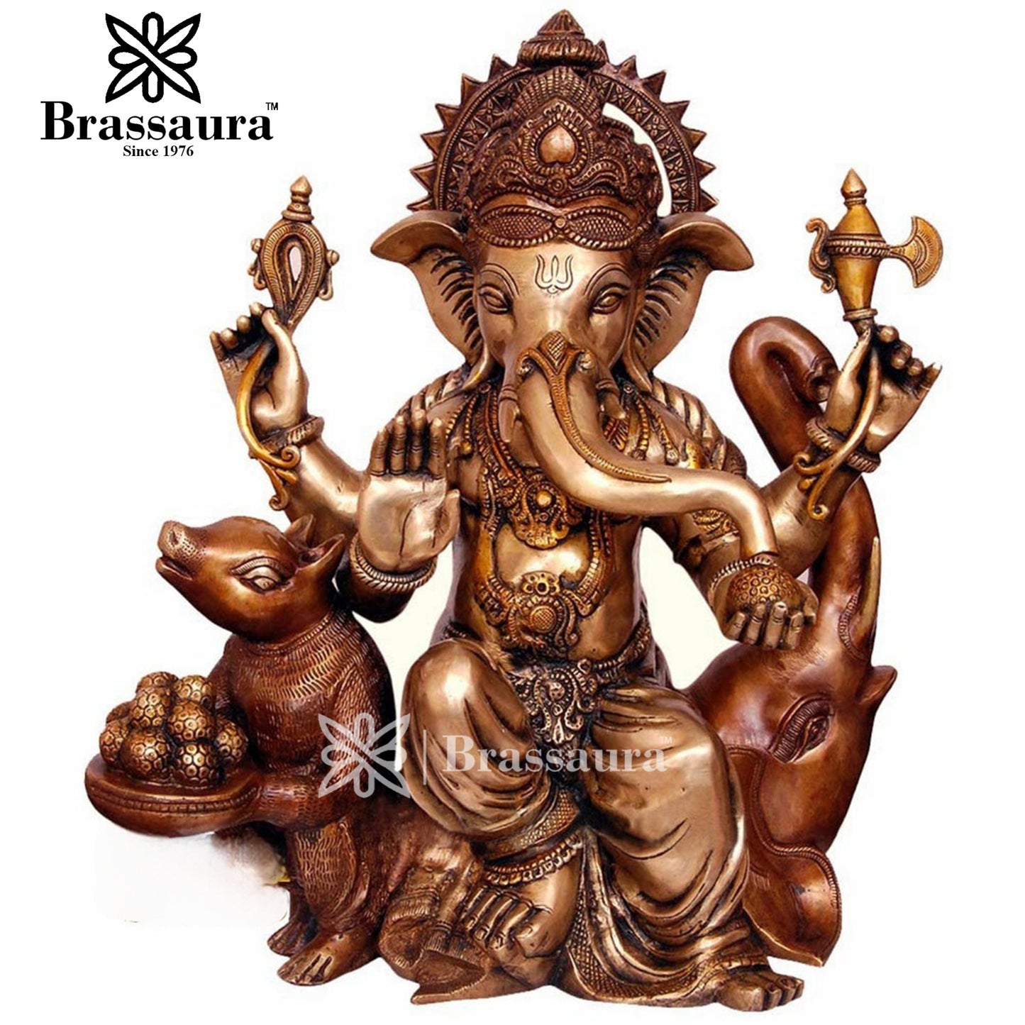 Brass Ganesha Statue For Home Decor And Gift Item Weight 29 Kg And Height 24 Inch