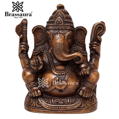 Brass Ganesha Statue For Home Decor And Gift Items Weight 1.4 Kg And Height 5.5 Inches