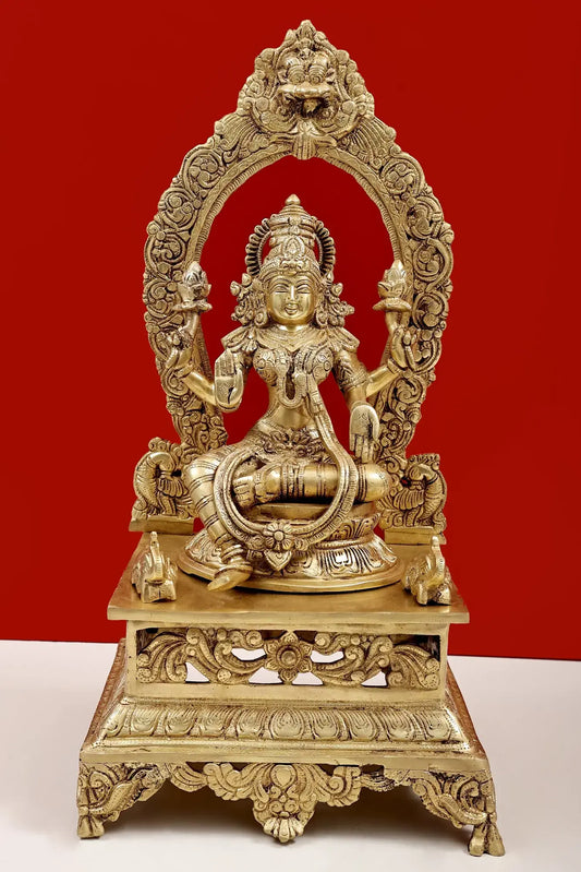 Brassaura® Brass Lakshmi Maa Statue | Height 20.5 Inches & Weight 13.13 kg