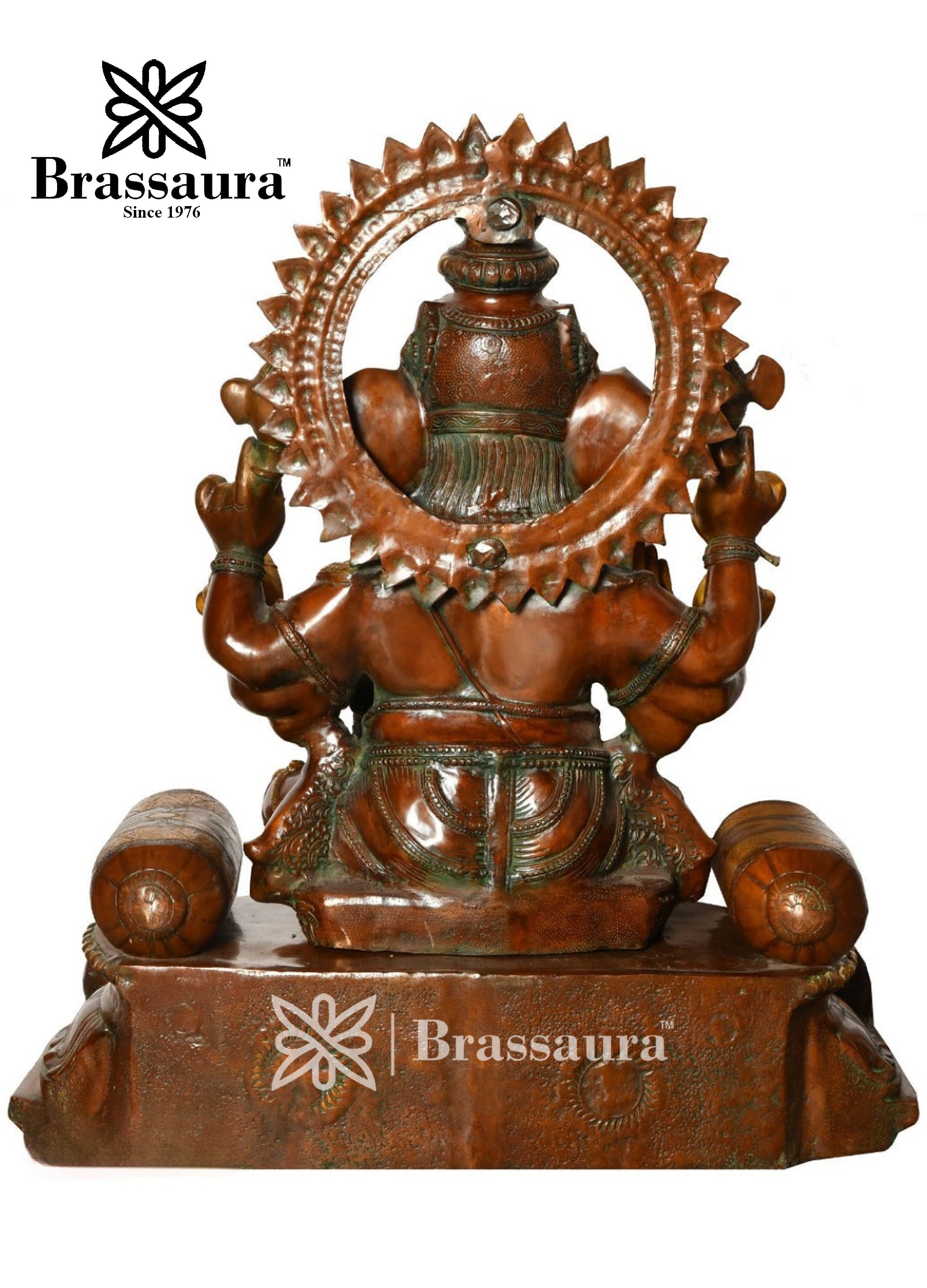 Brassaura™ Brass Ganesha with Sofa Idol for Home Decor | Weight 101 Kgs | Height 39 Inches