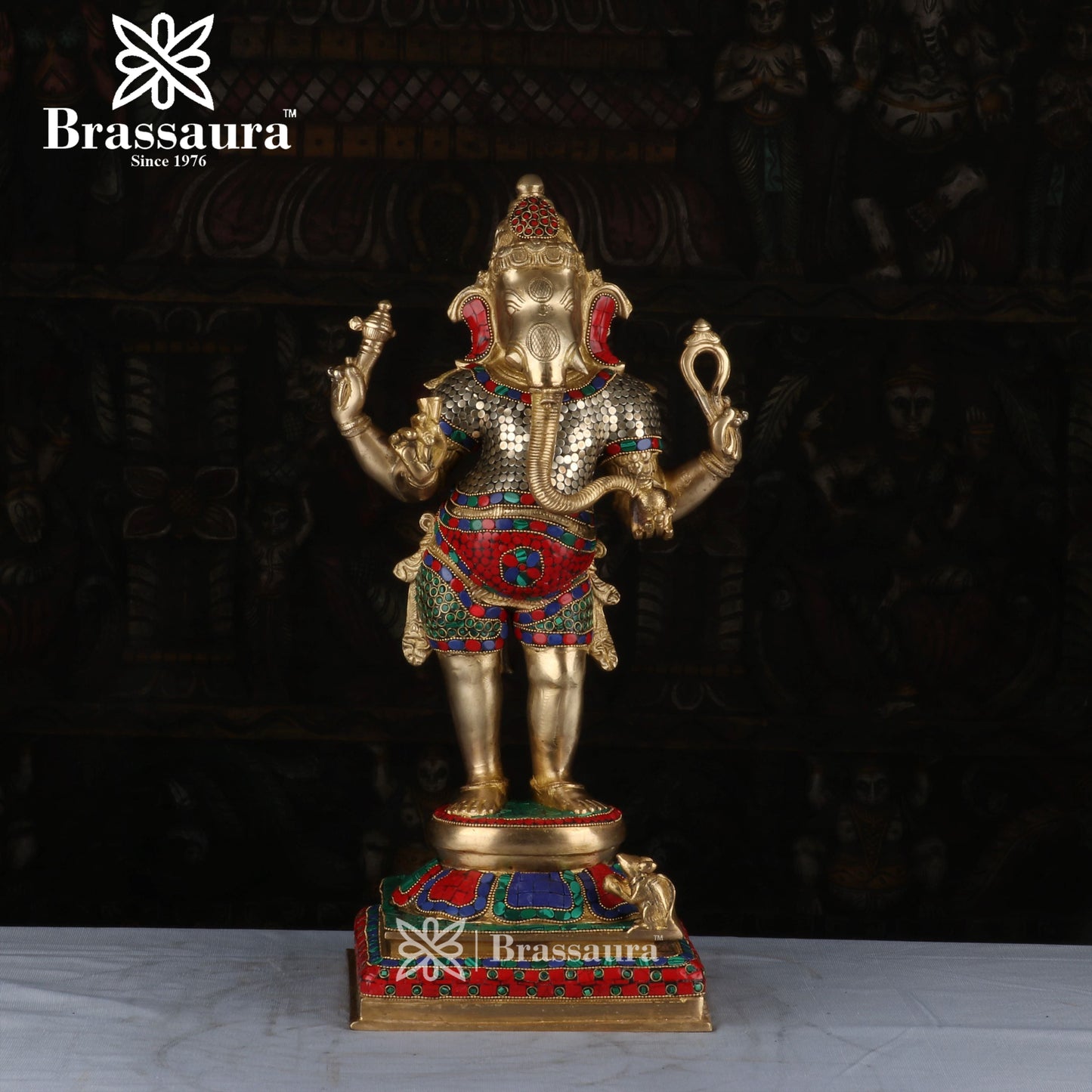 Brass Ganesha Statue For Home Decor And Gift Items Weight 11 Kg And Height 18 Inches