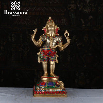 Brass Ganesha Statue For Home Decor And Gift Items Weight 11 Kg And Height 18 Inches