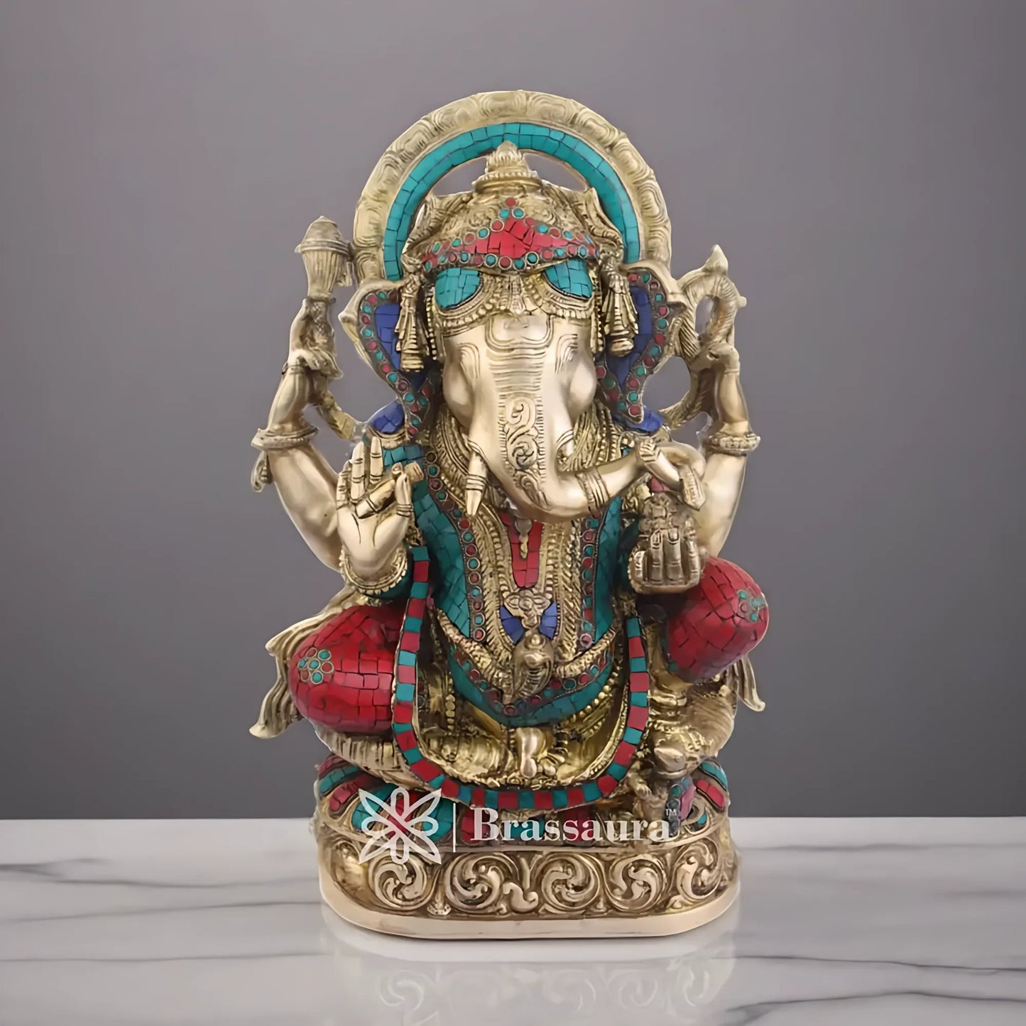 Brassaura™ Brass Ganesha Statue – “Lord of Beginnings” | Height 21 Inches & Weight 20 Kgs