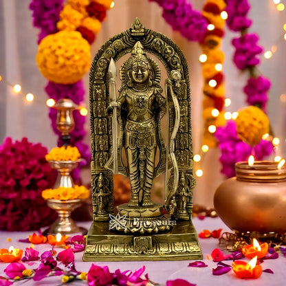 Brassaura™ Brass Ram Lalla – Height 9.6 Inches & Weight 2.5 Kgs | Home Temple & Spiritual Décor