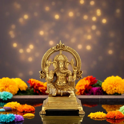 Brass Ganesha Statue For Home Decor And Gift Item Weight 2.5 Kg And Height 9 Inch