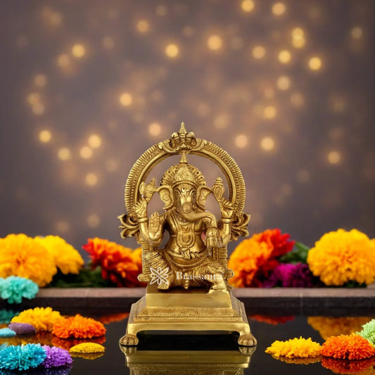 Brass Ganesha Statue For Home Decor And Gift Item Weight 2.5 Kg And Height 9 Inch