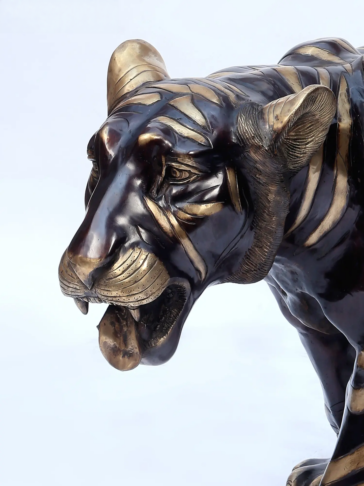 Brassaura® Walking Tiger Brass Sculpture | Pure Brass | Height 27.6 Inches & Weight 93.50 kgs