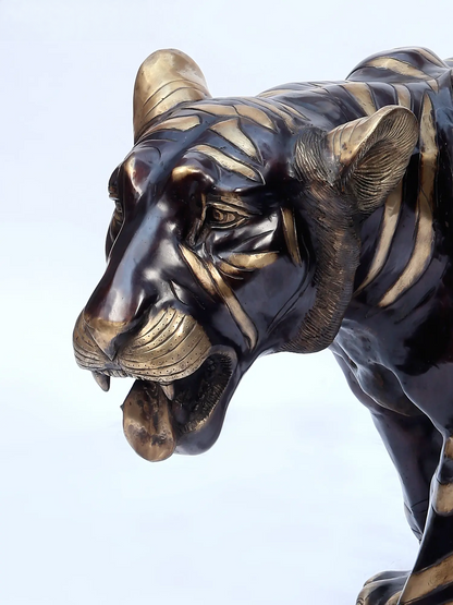 Brassaura® Walking Tiger Brass Sculpture | Pure Brass | Height 27.6 Inches & Weight 93.50 kgs