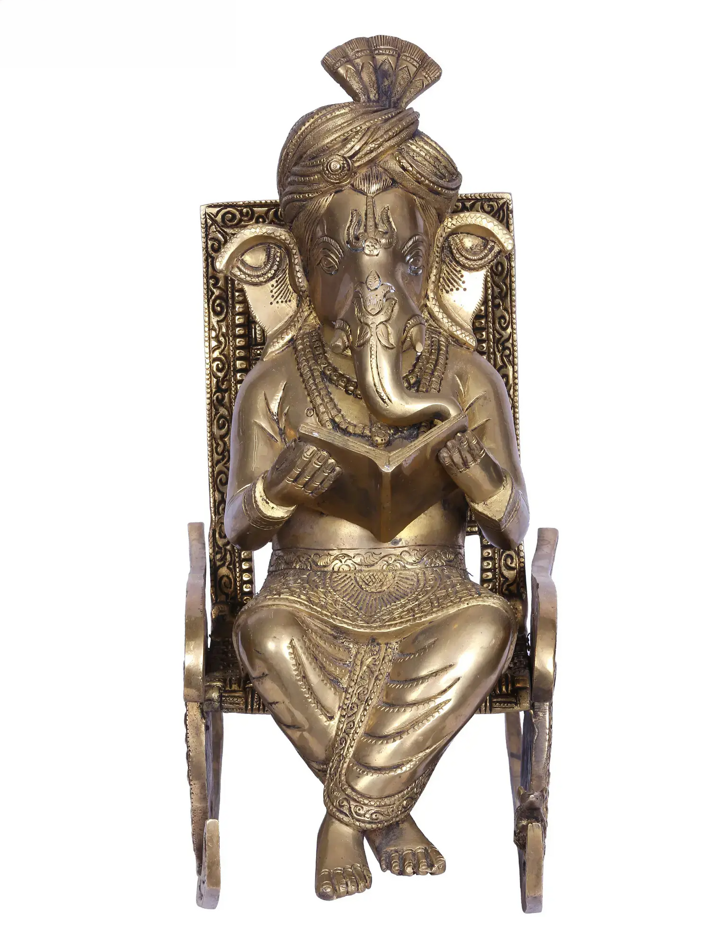 Brassaura™ Reclining Lord Ganesha Idol | Pure Brass with Intricate Detailing | Height 13 Inches & Weight 12.50 Kgs