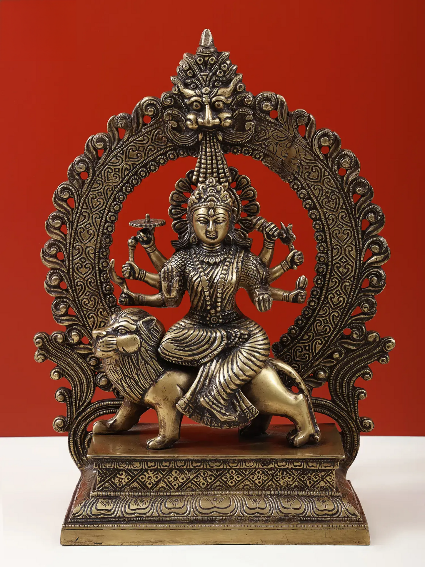Brassaura® Brass Maa Durga Statue | Height 14.57 Inches & Weight 5.50 kg