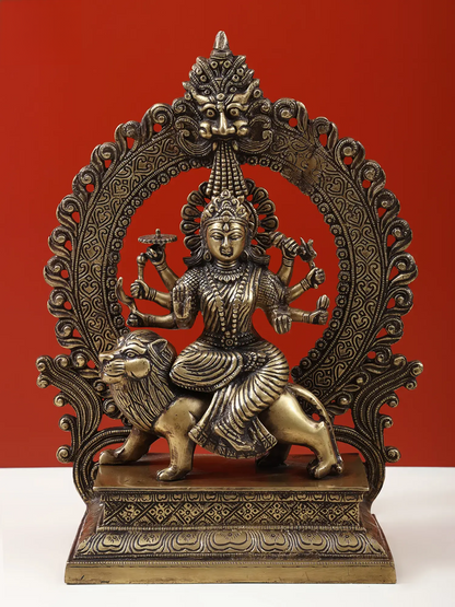 Brassaura® Brass Maa Durga Statue | Height 14.57 Inches & Weight 5.50 kg