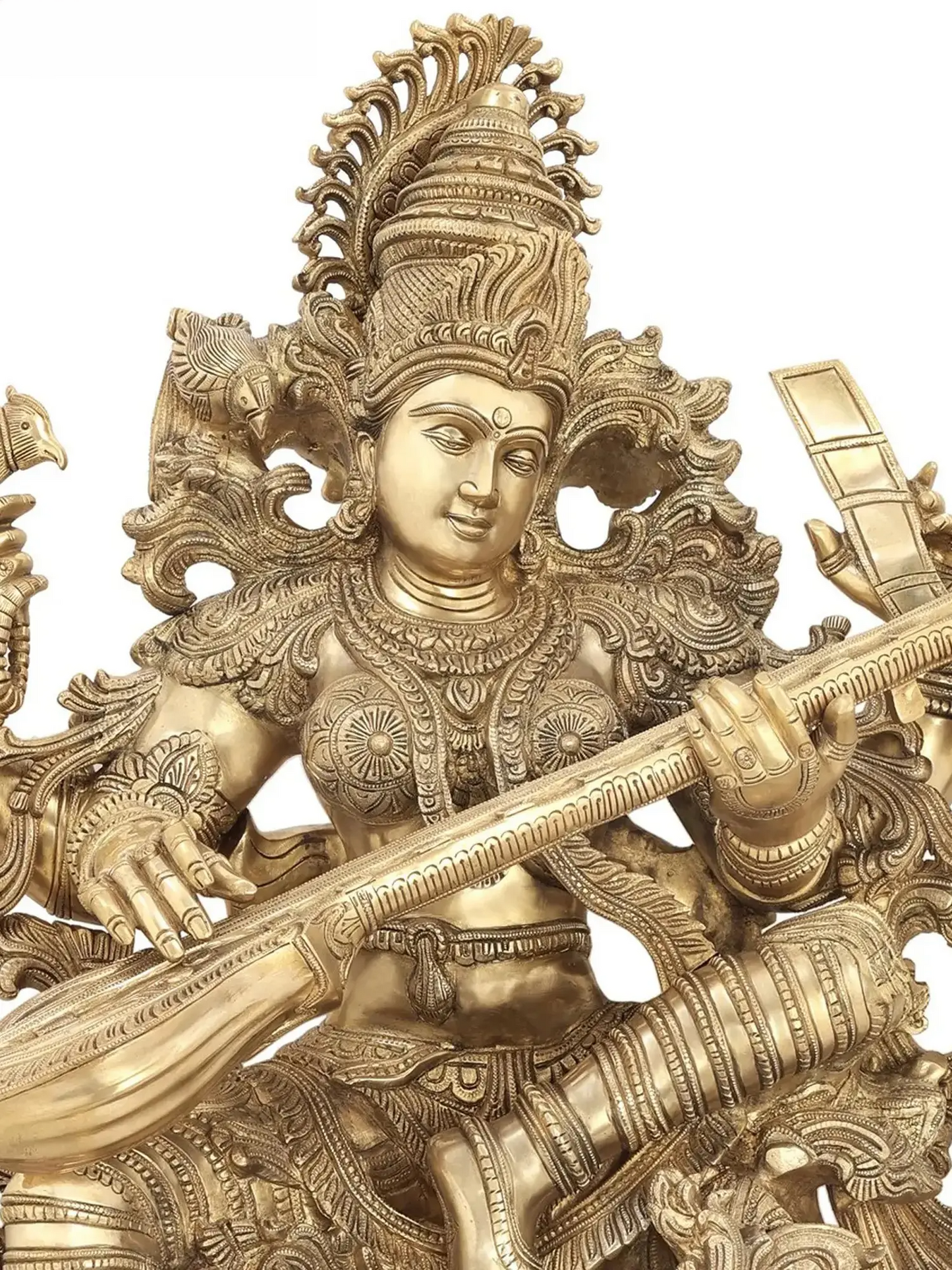 Brassaura® Brass Saraswati Statue | Height 33.07 Inches & Weight 85 kg