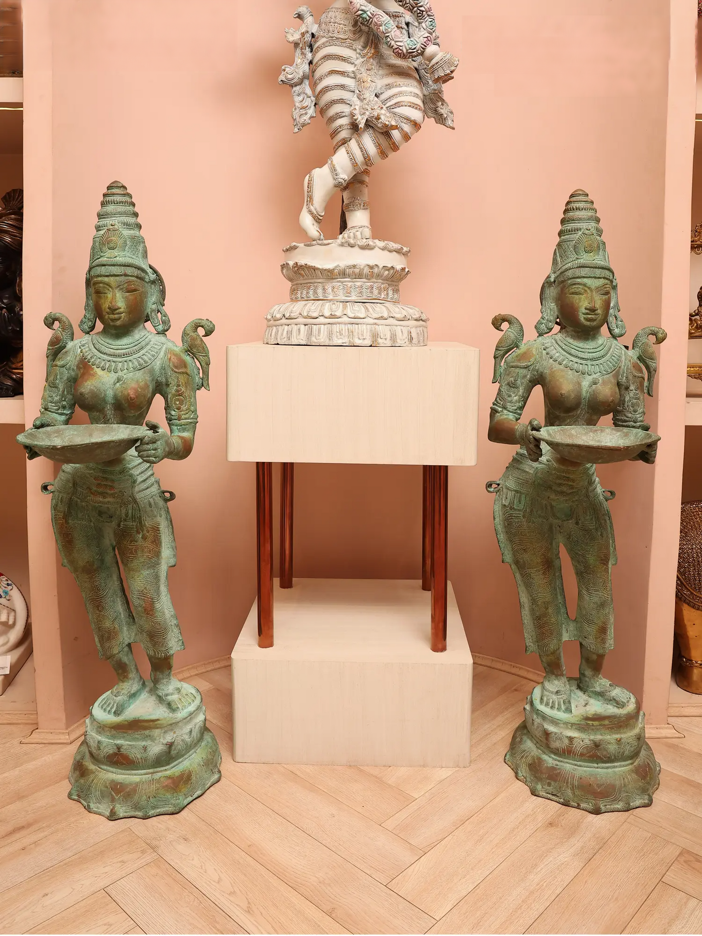 Brassaura® Deep Lakshmi Pair | Brass Statues | Height 44 Inches & Weight 56.53 kgs