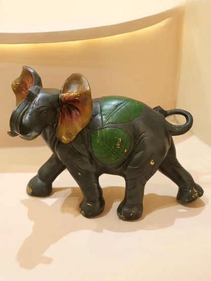 Brassaura® Decorative Brass Elephant Statue with Color Accents | Handcrafted Brass | Height 9.6 Inches & Weight 6.50 kgs