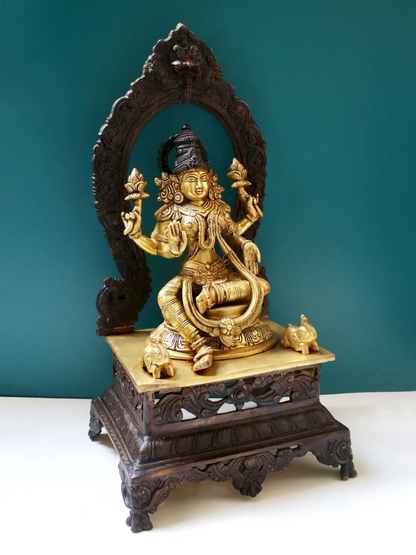 Brassaura® Brass Lakshmi Maa Statue | Height 20.5 Inches & Weight 13.13 kg