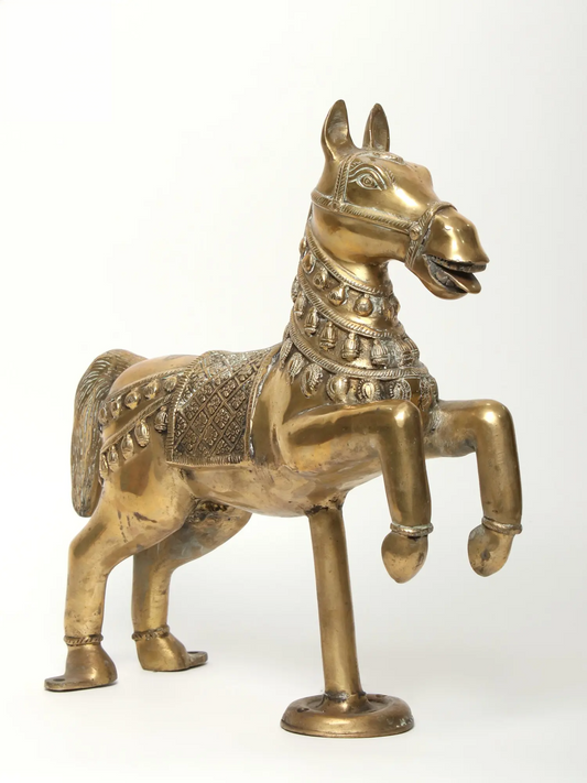 Brassaura® Brass Decorative Horse Sculpture | Pure Brass | Height 17.5 Inches & Weight 9.55 kgs